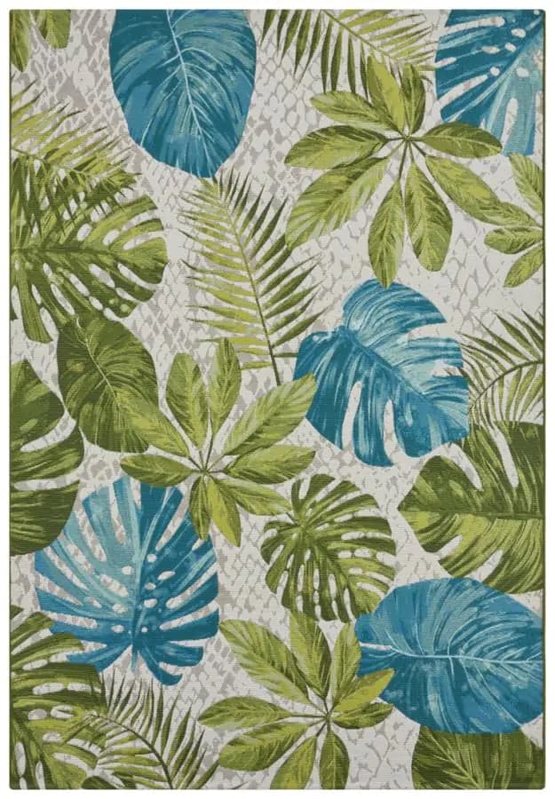 Hanse Home Kusový koberec Flair 105617 Tropical Leaves Turqouise Green