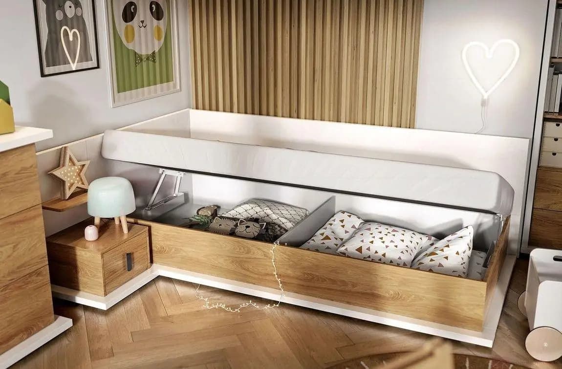 Casarredo Noční stolek levý SOMAS 08L 1S bílá/ořech natural - náhled 3