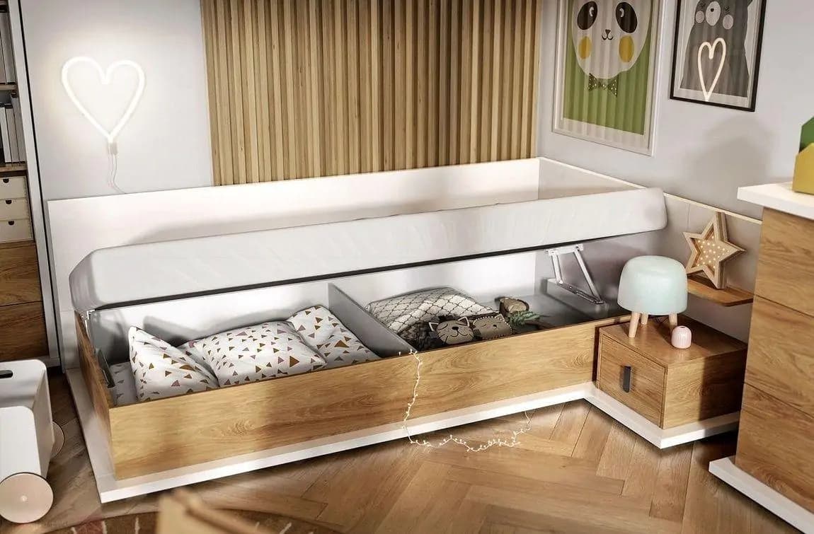 Casarredo Noční stolek pravý SOMAS 08P 1S bílá/ořech natural - náhled 3