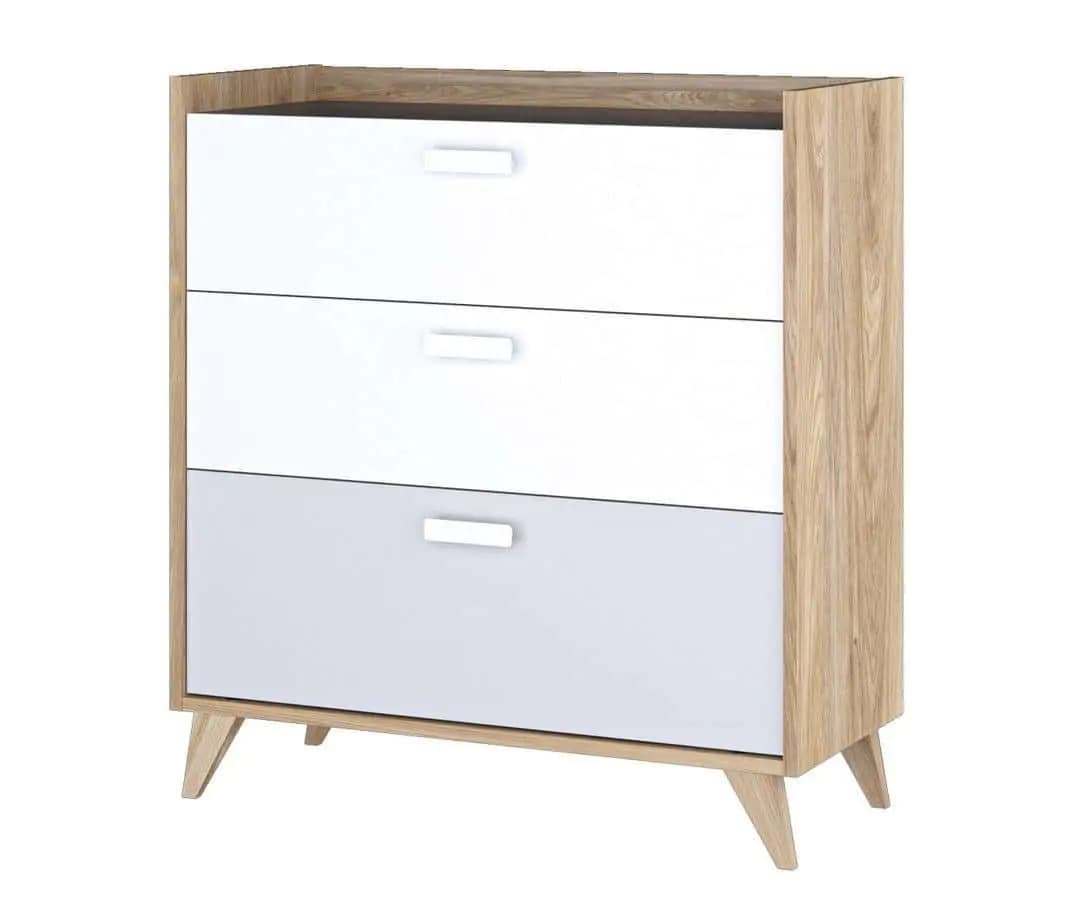 Casarredo Komoda MOYA 3S dub castello/šedá/bílá