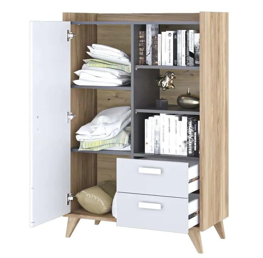 Casarredo Skříňka MOYA 1D2S dub castello/šedá/bílá - náhled 2