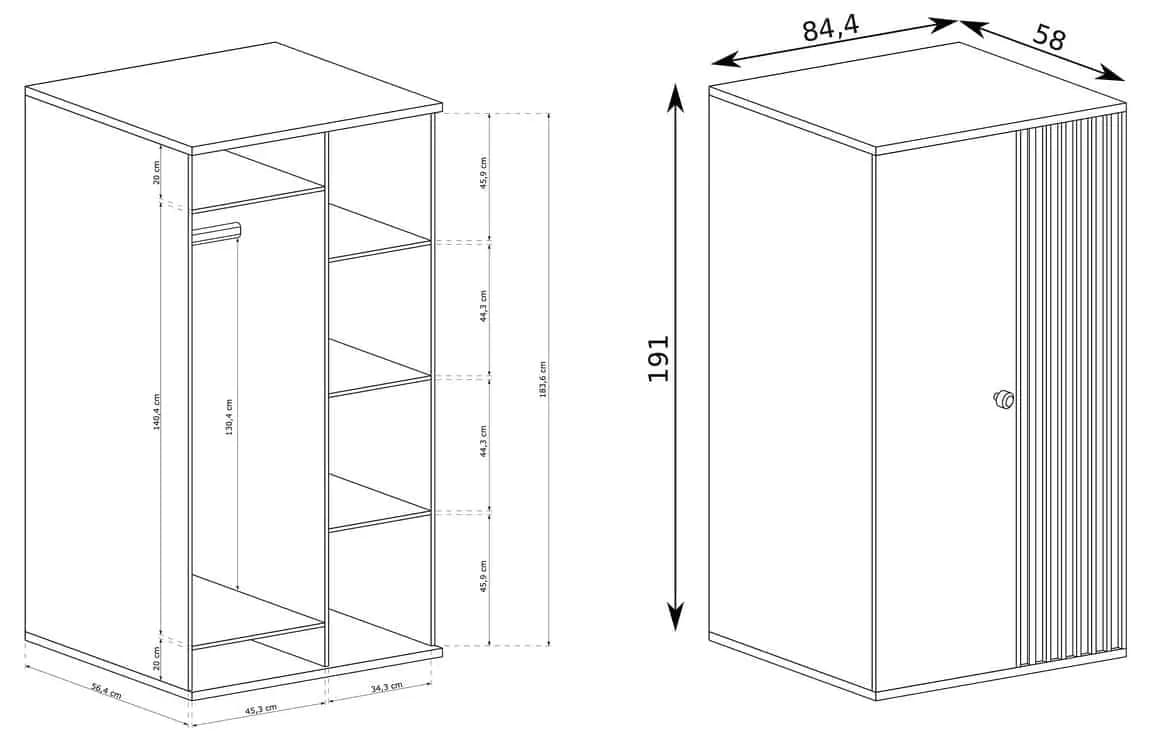 Casarredo Šatní skříň na nohách 2D BARBUS dub artisan/černá - náhled 5