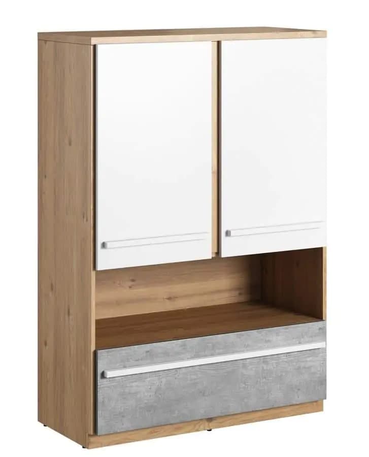 Casarredo Skříňka se zásuvkou FLAMY 04 2D1S dub nash/šedá/bílá