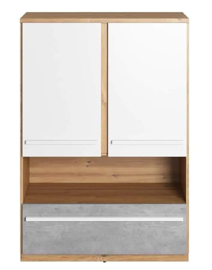 Casarredo Skříňka se zásuvkou FLAMY 04 2D1S dub nash/šedá/bílá - náhled 2