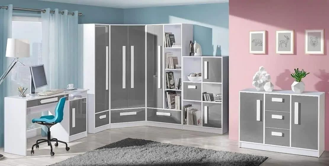 Casarredo Regál široký se zásuvkami GULLIWER 5 bílá/šedá lesk - náhled 5