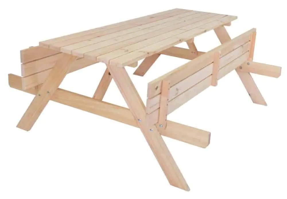 Rojaplast PIKNIK zahradní set dřevěný SE SKLOPNÝMI LAVIČKAMI - 180 cm - přírodní - náhled 2