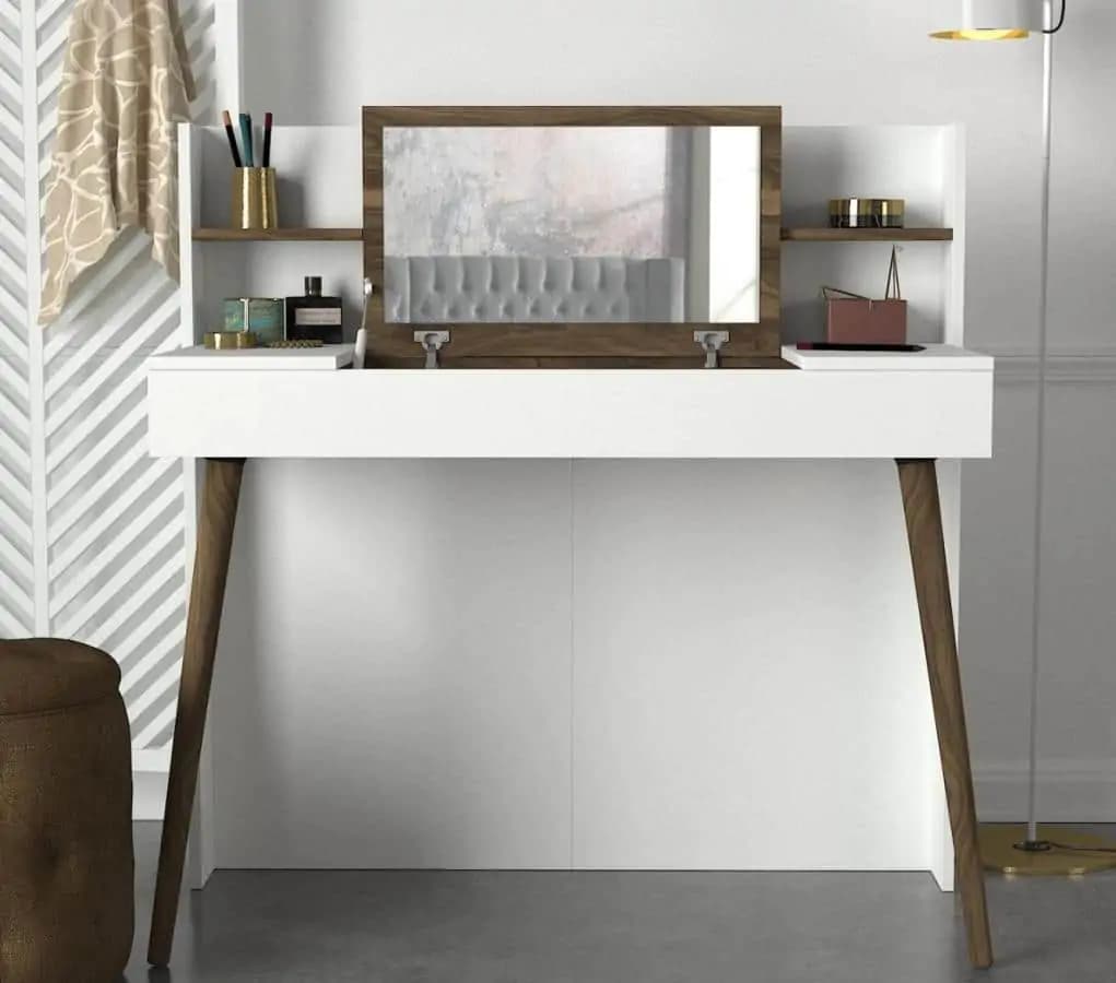 Casarredo Toaletní stolek s panelem a zrcadlem CAMUS bílá/ořech - náhled 2