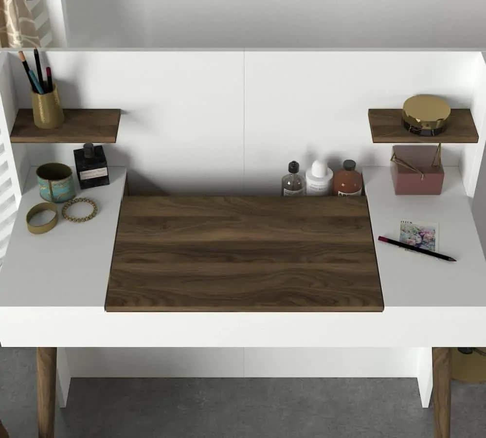 Casarredo Toaletní stolek s panelem a zrcadlem CAMUS bílá/ořech - náhled 5