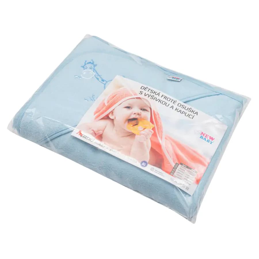 NEW BABY Dětská froté osuška s kapucí New Baby 100x100 modrá žirafka - náhled 4