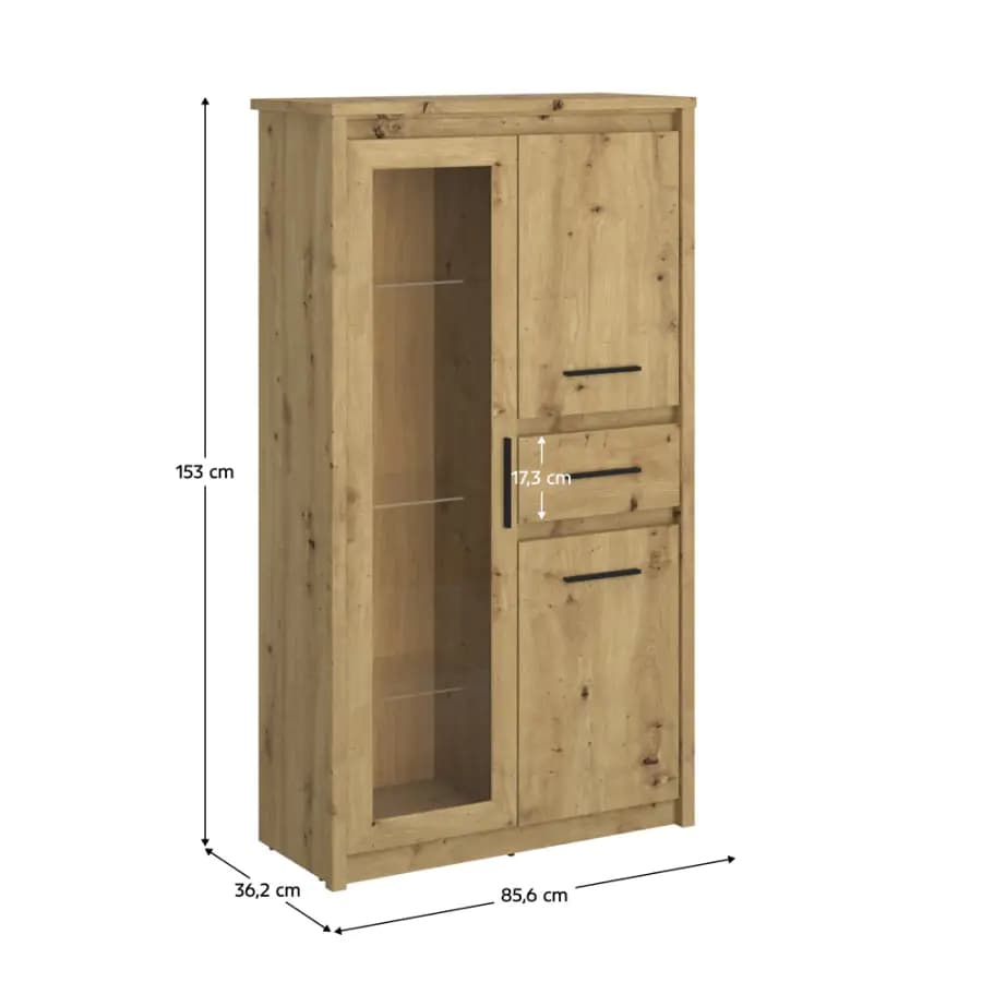 Tempo Kondela Nízká vitrína AIRON 2D1W1S - dub artisan - náhled 4