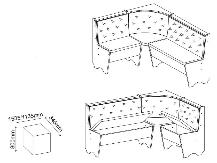 Casarredo Jídelní rohový SET CORNER bílá/šedá látka - náhled 3
