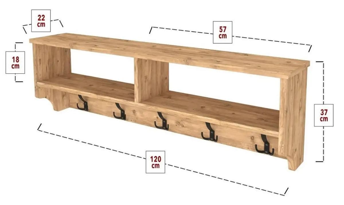 Casarredo Závěsný věšák s policí DMITRY barva borovice - náhled 5