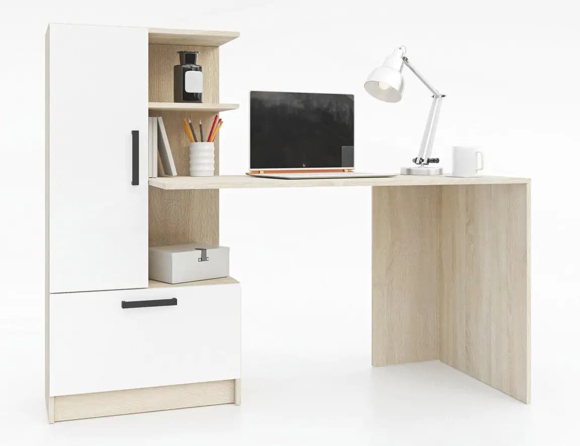 Casarredo Pracovní stůl PRIVAS levý barva sonoma/bílá mat - náhled 2