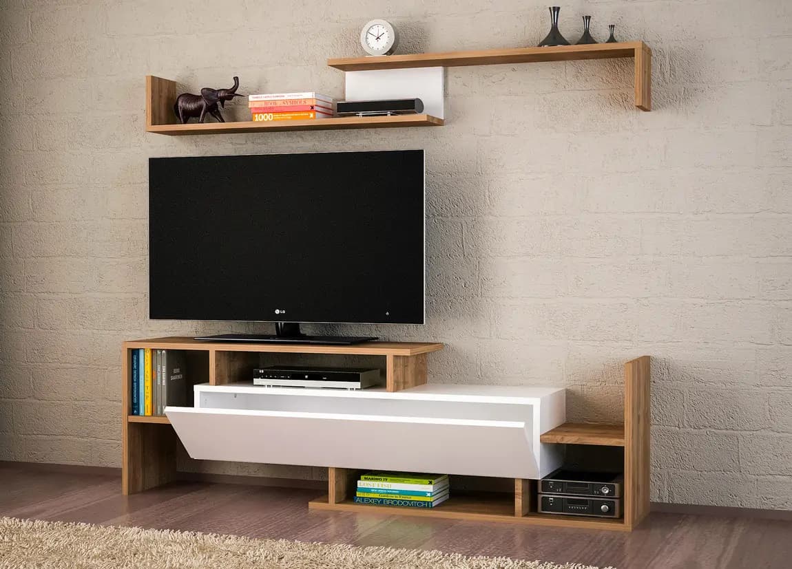 Casarredo Televizní stolek DINAR bílá/ořech - náhled 2
