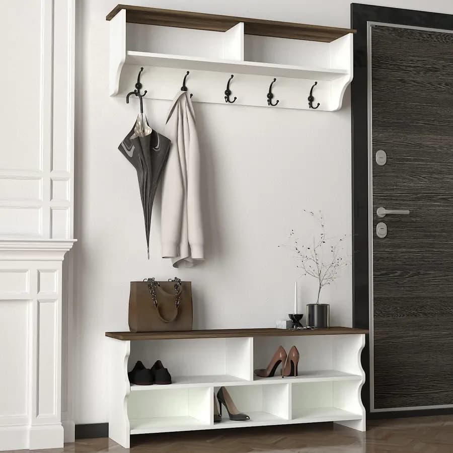 Casarredo Botník s věšákem EGITO bílá/ořech - náhled 2