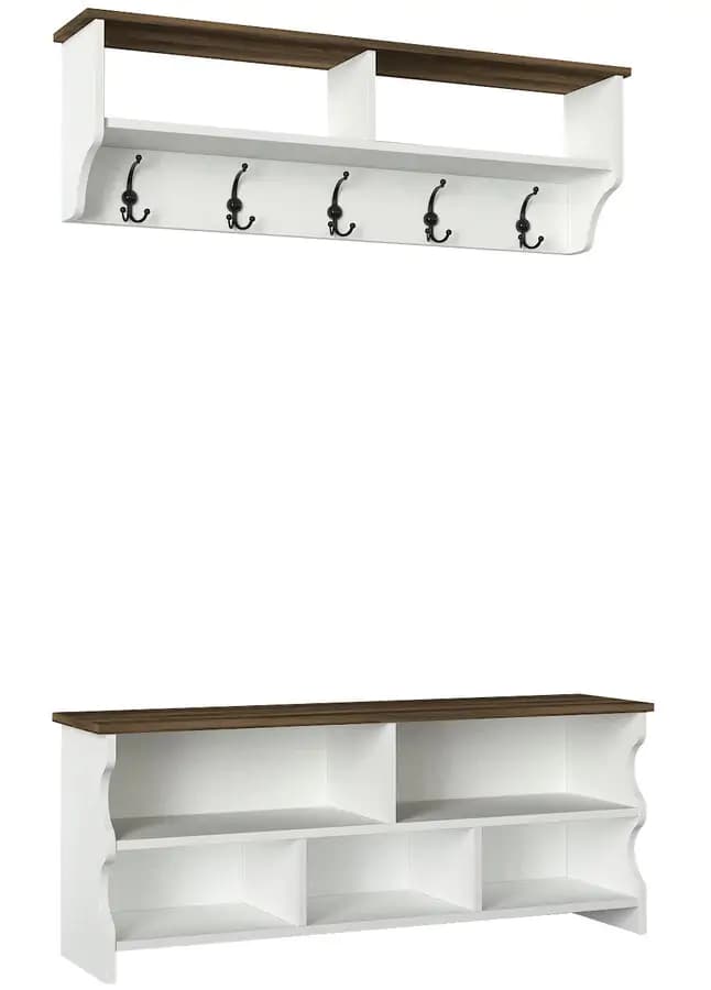 Casarredo Botník s věšákem EGITO bílá/ořech - náhled 3