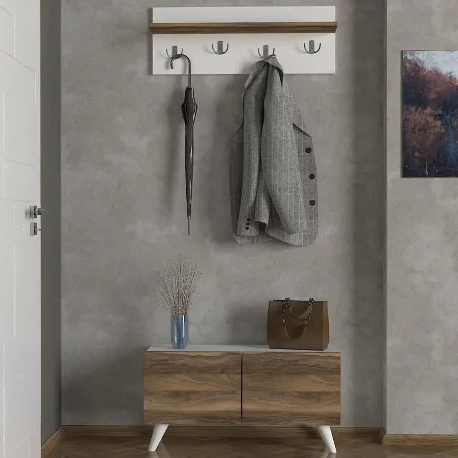 Casarredo Botník s věšákem LEANDRO bílá/ořech - náhled 2