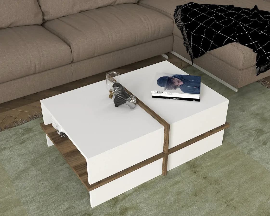 Casarredo Konferenční stolek PUNO bílá/ořech - náhled 3
