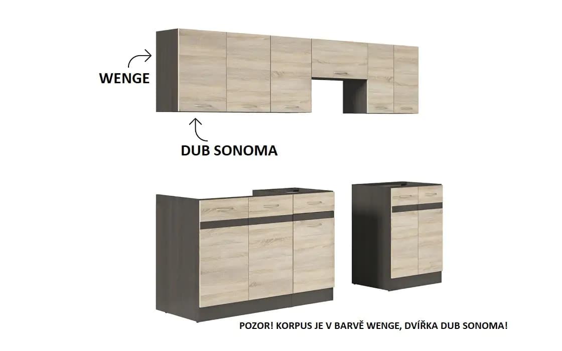 BRW Kuchyňská skříňka Junona Line GO/50/30 dvířka Dub sonoma/korpus wenge - náhled 4