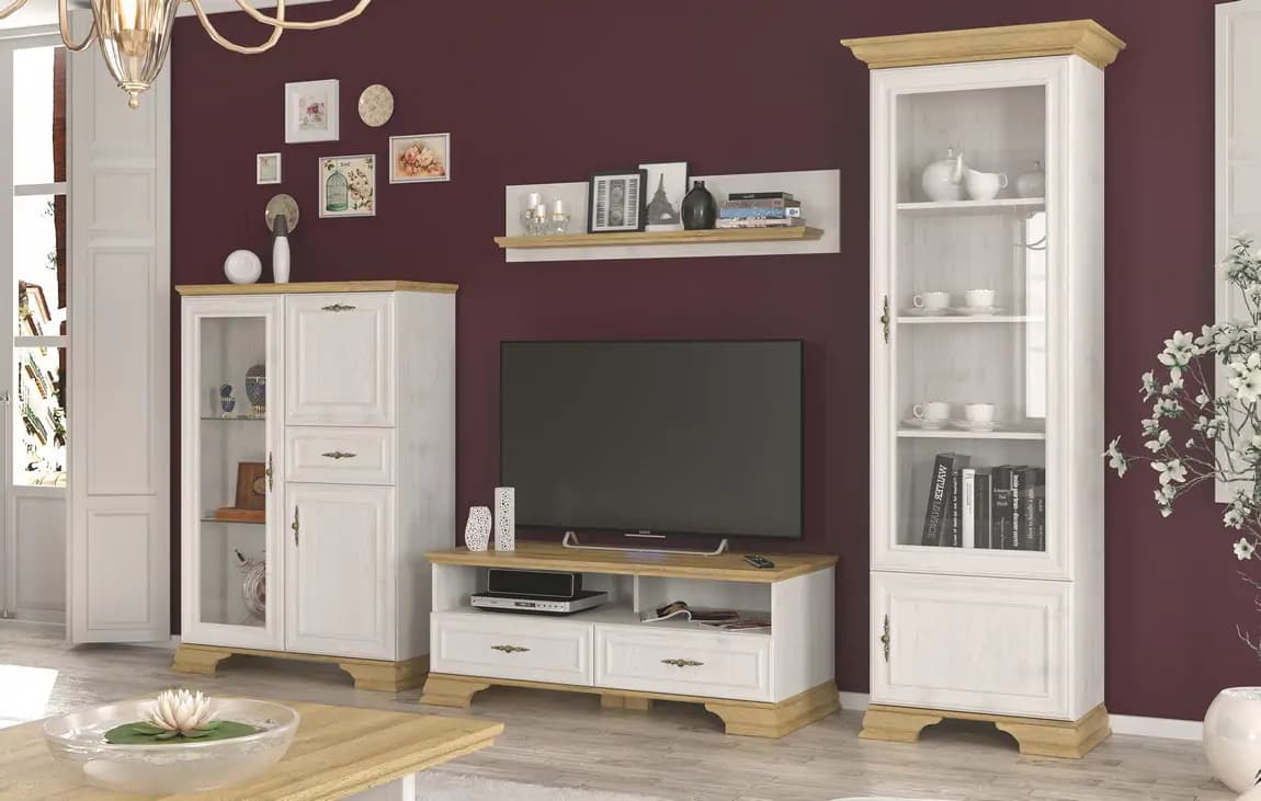 Casarredo Vitrína 2W2DR SCORDIA borovice andersen/zlatý dub - náhled 2
