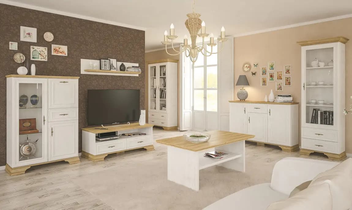 Casarredo Vitrína 2W2DR SCORDIA borovice andersen/zlatý dub - náhled 4