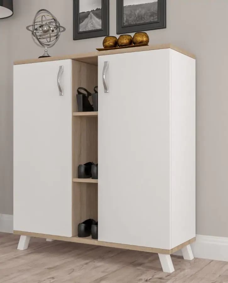 Casarredo MEDFORD skříňka na boty, dub Sonoma/bílá - náhled 3