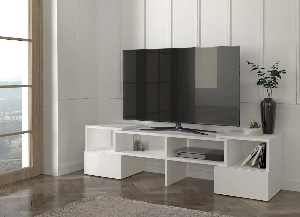 Casarredo Televizní stolek rovný/rohový TARTU bílá - náhled 2