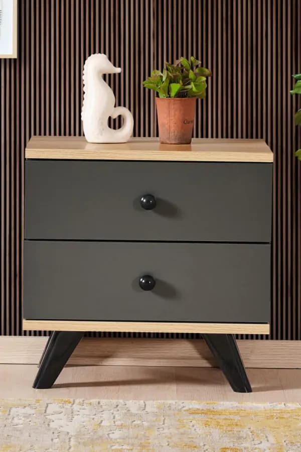 Casarredo PERHO noční stolek na nožičkách, dub Sonoma/grey - náhled 2
