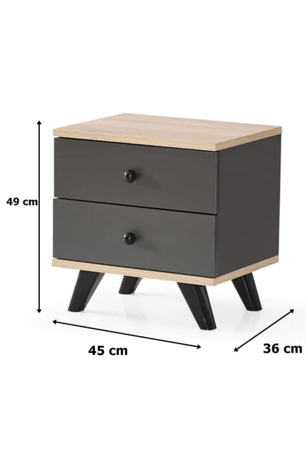 Casarredo PERHO noční stolek na nožičkách, dub Sonoma/grey - náhled 3