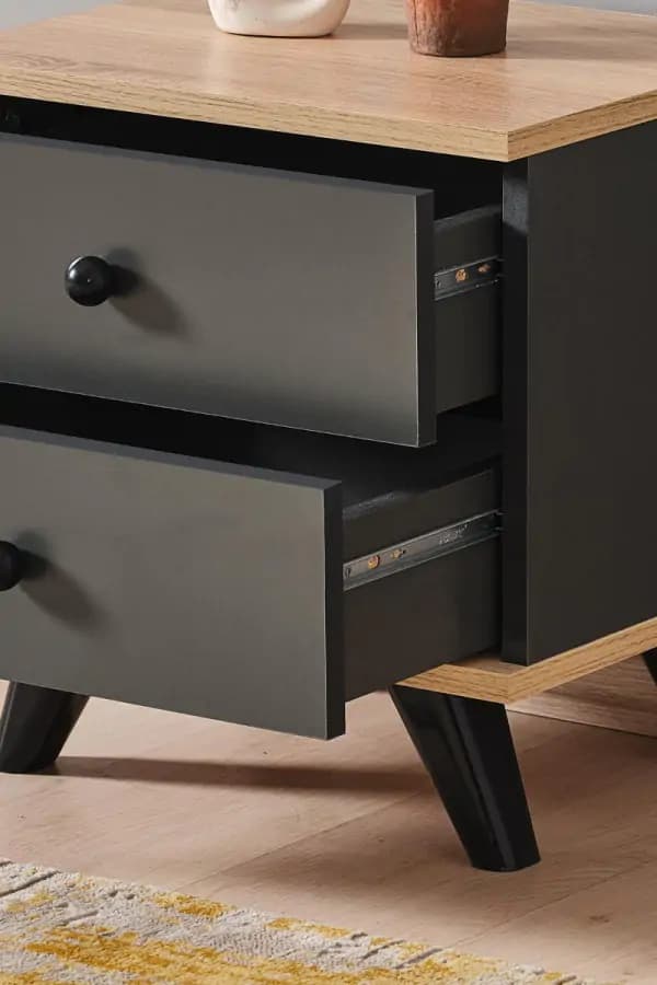 Casarredo PERHO noční stolek na nožičkách, dub Sonoma/grey - náhled 4