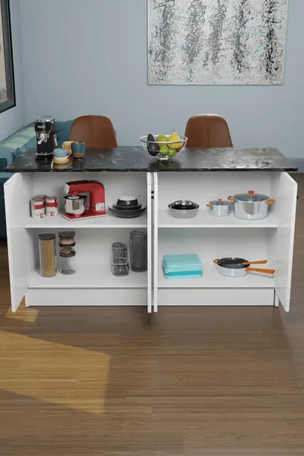 Casarredo VENTURI kuchyňský ostrůvek, bílá/černý mramor - náhled 2