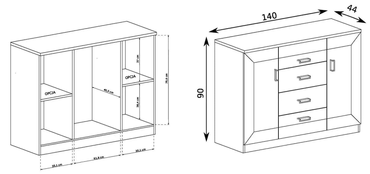 Casarredo Komoda 2d4s TADEÁŠ T-6 barva dub stoletý - náhled 5