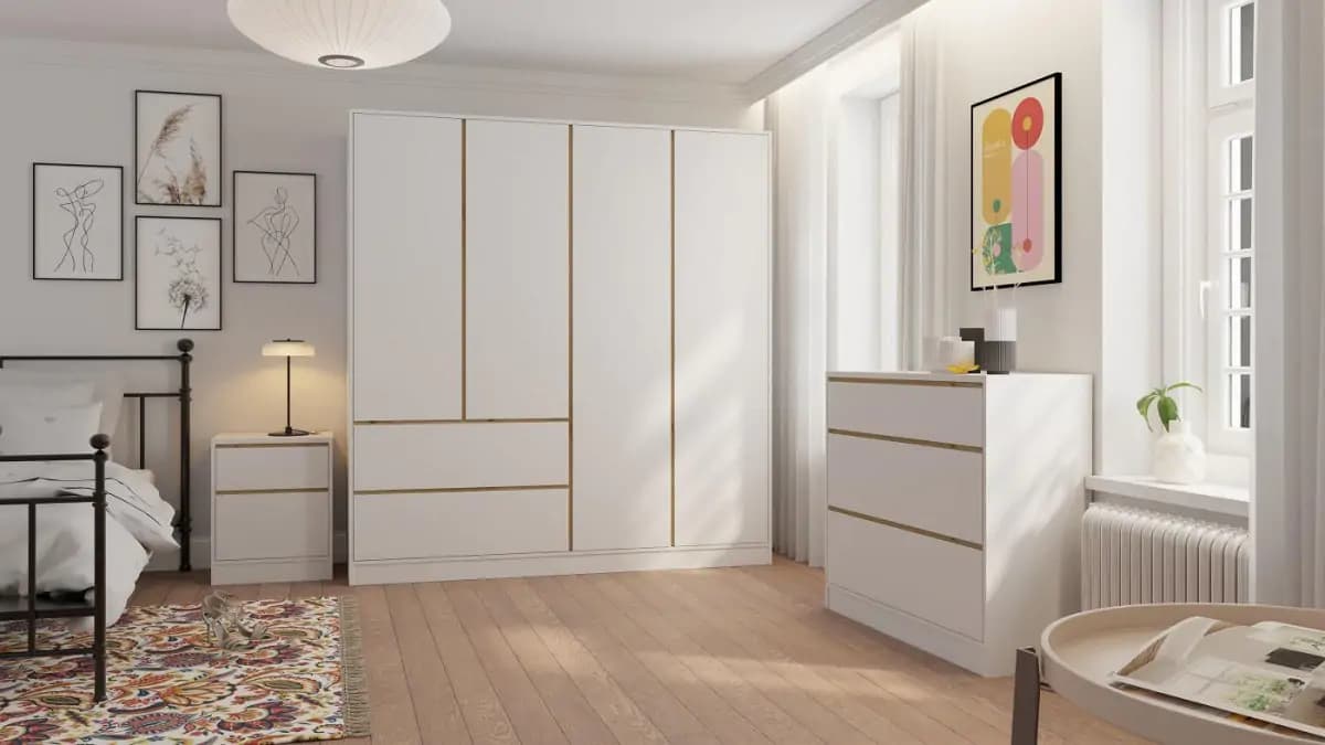 Casarredo Noční stolek se zásuvkami BURELA bílá/dub artisan - náhled 3