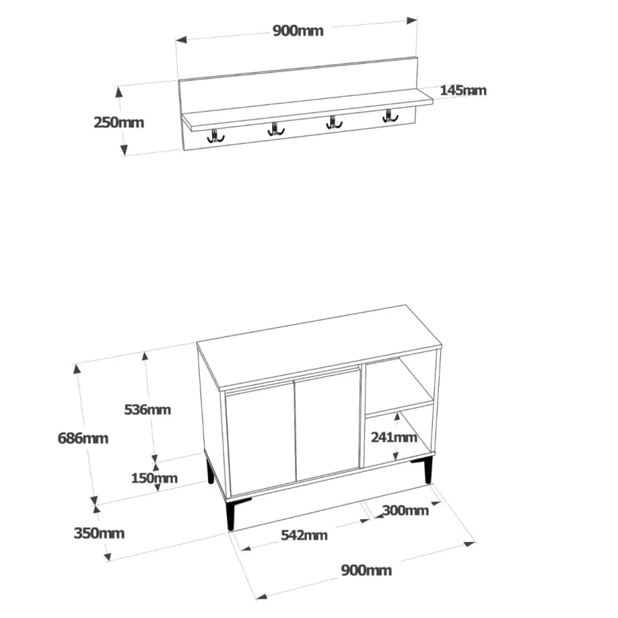Casarredo Předsíňová sestava GLENC, dub Left / antracit - náhled 5