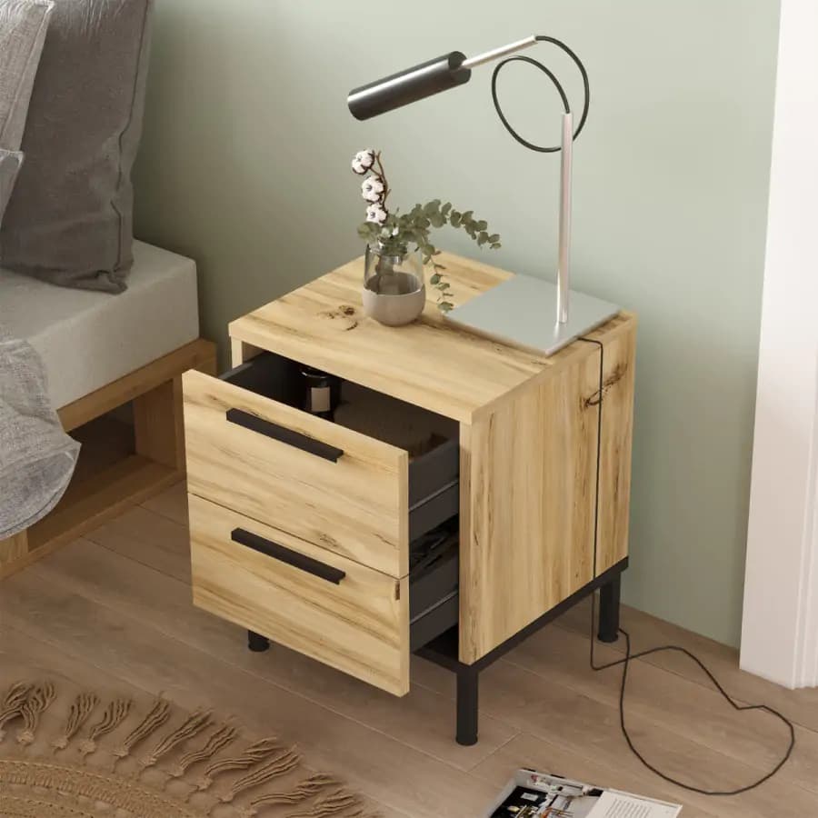 Casarredo Noční stolek PADEN, dub Left/černá - náhled 2