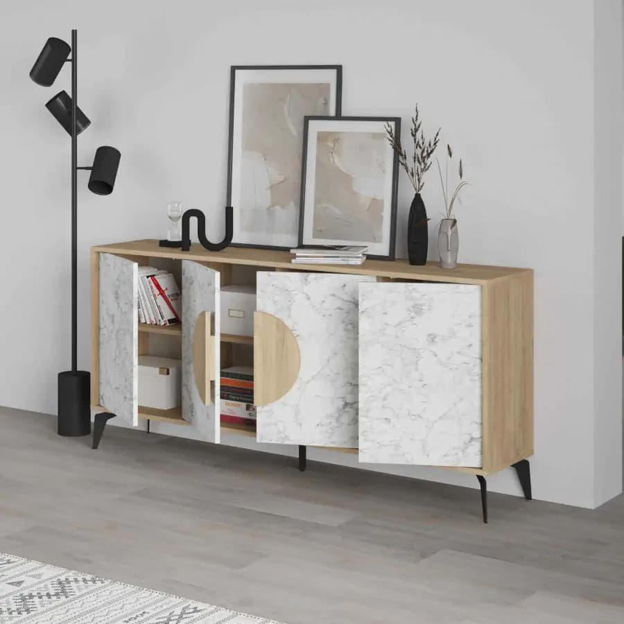 Casarredo Komoda GALATEA 180, dub/bílá Carrara - náhled 3