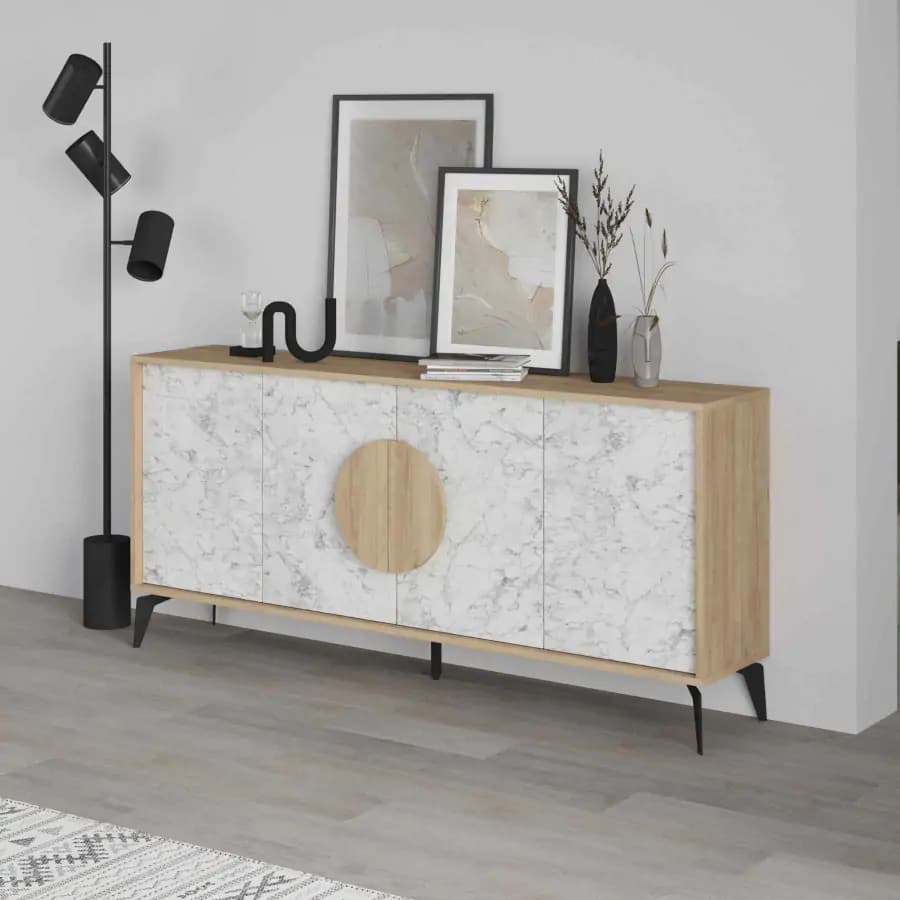 Casarredo Komoda GALATEA 180, dub/bílá Carrara - náhled 4