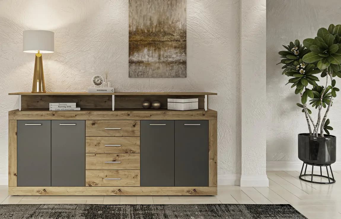 Casarredo Komoda 4D4S PRETORIA artisan/šedá