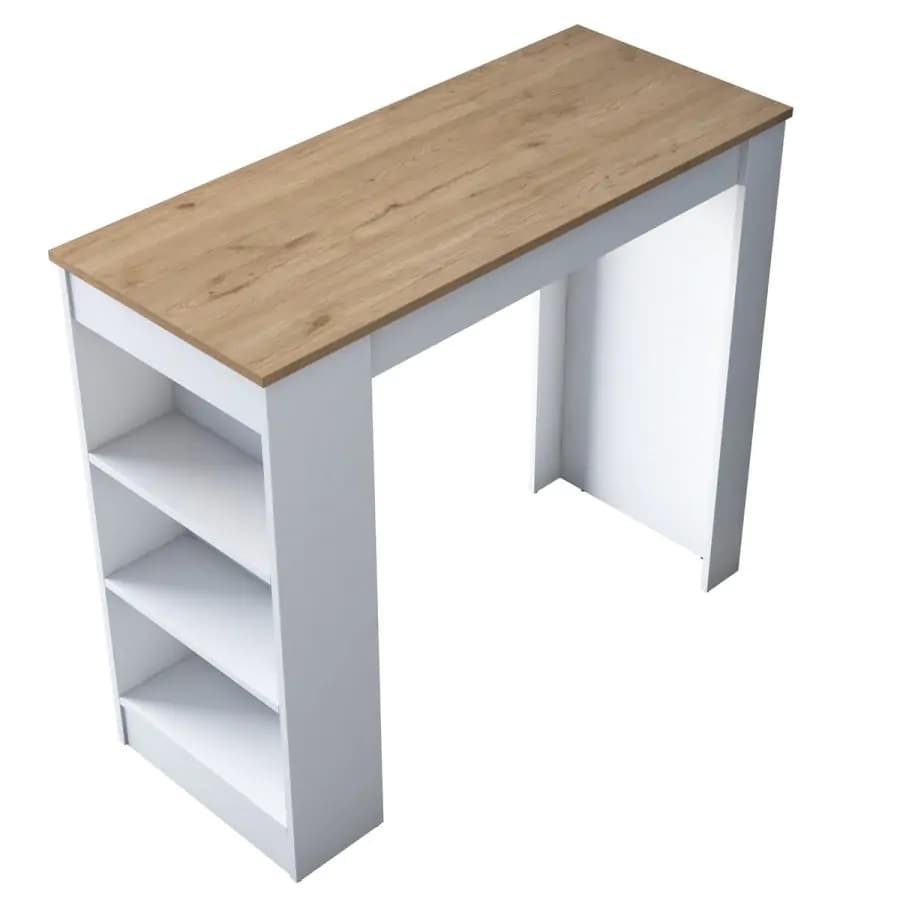 Casarredo Barový stůl s bočním regálem NORTON bílá/ořech - náhled 4