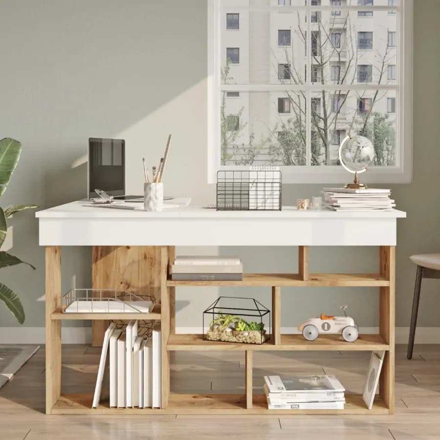 Casarredo Rohový psací stůl LUKA, borovice/bílá - náhled 2