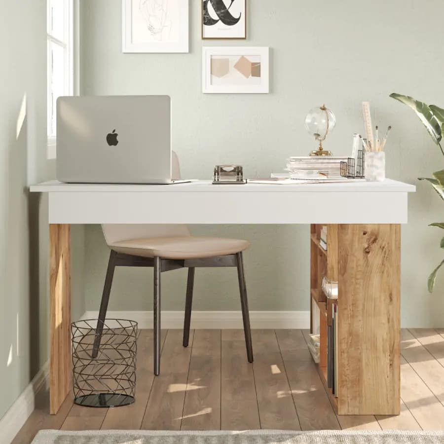 Casarredo Rohový psací stůl LUKA, borovice/bílá - náhled 3