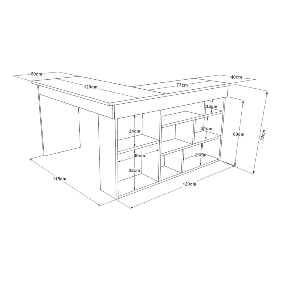 Casarredo Rohový psací stůl LUKA, borovice/bílá - náhled 5