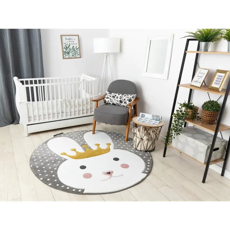 Dywany Łuszczów Dětský kusový koberec Petit Bunny grey 140x140 (průměr) kruh - náhled 3