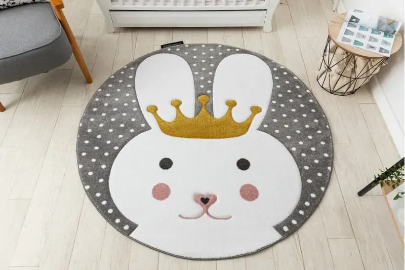 Dywany Łuszczów Dětský kusový koberec Petit Bunny grey 140x140 (průměr) kruh - náhled 4