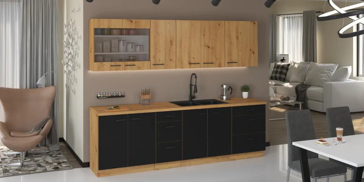Falco Kuchyňská skříňka Molly 60 D 1F BB černá/dub artisan - náhled 2