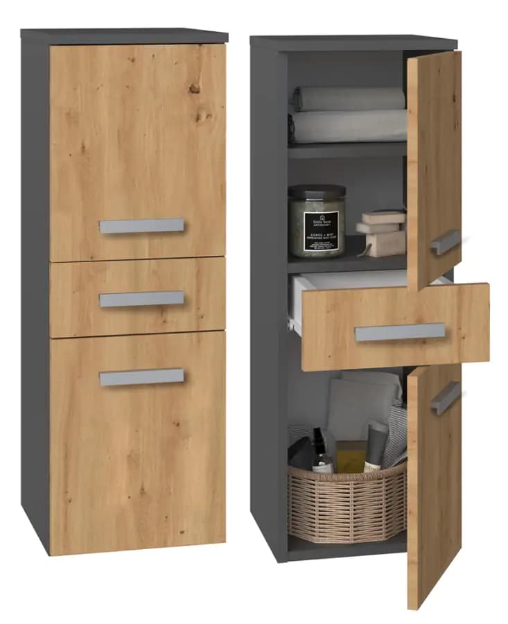 Falco Koupelnová skříňka Noeli V 2D1S antracit/dub artisan - náhled 3