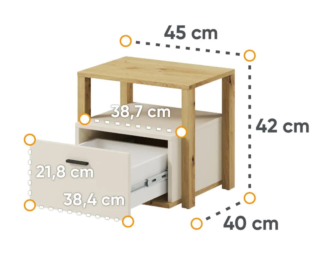 Casarredo Noční stolek se zásuvkou LIMERA barva dub artisan/béžová - náhled 5