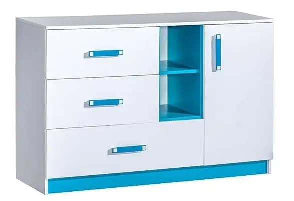 Casarredo Komoda široká TRAFICO 7 bílá/tyrkys