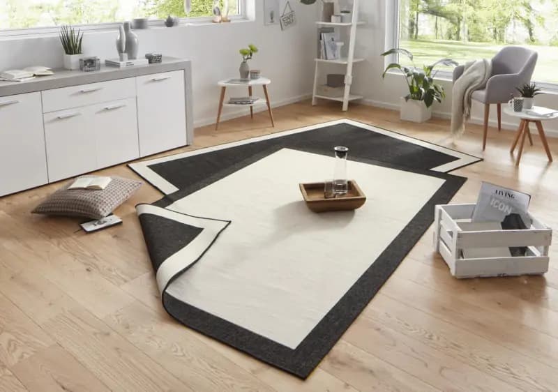 NORTHRUGS Kusový koberec Twin-Wendeteppiche 103105 creme schwarz 80x150 cm - náhled 2