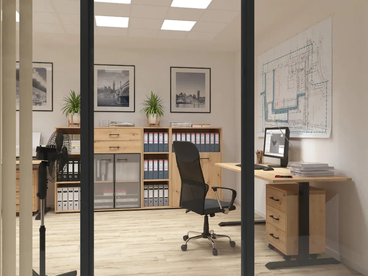 BRW SPACE OFFICE stůl BIU/140/90/A/L, levá, dub artisan - náhled 5